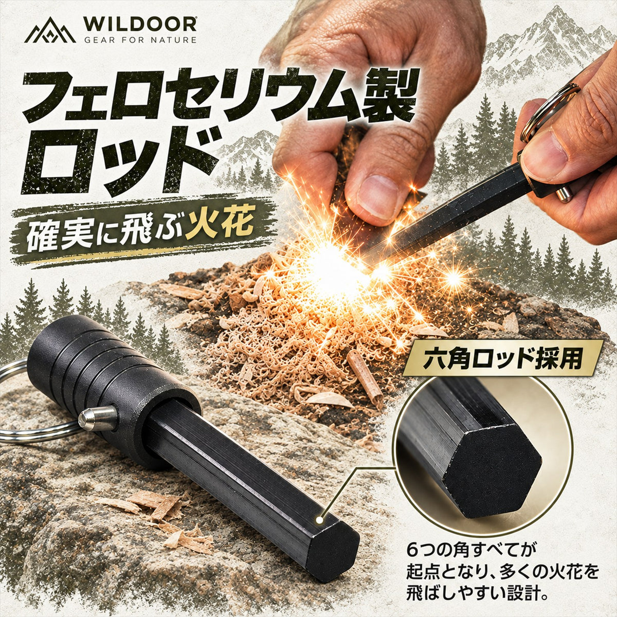 [Scheduled to ship by mid-July] Compact Fire Starter with Replaceable Rod and Built-in Storage (Also Fits Inside the Hinomoto Maker)