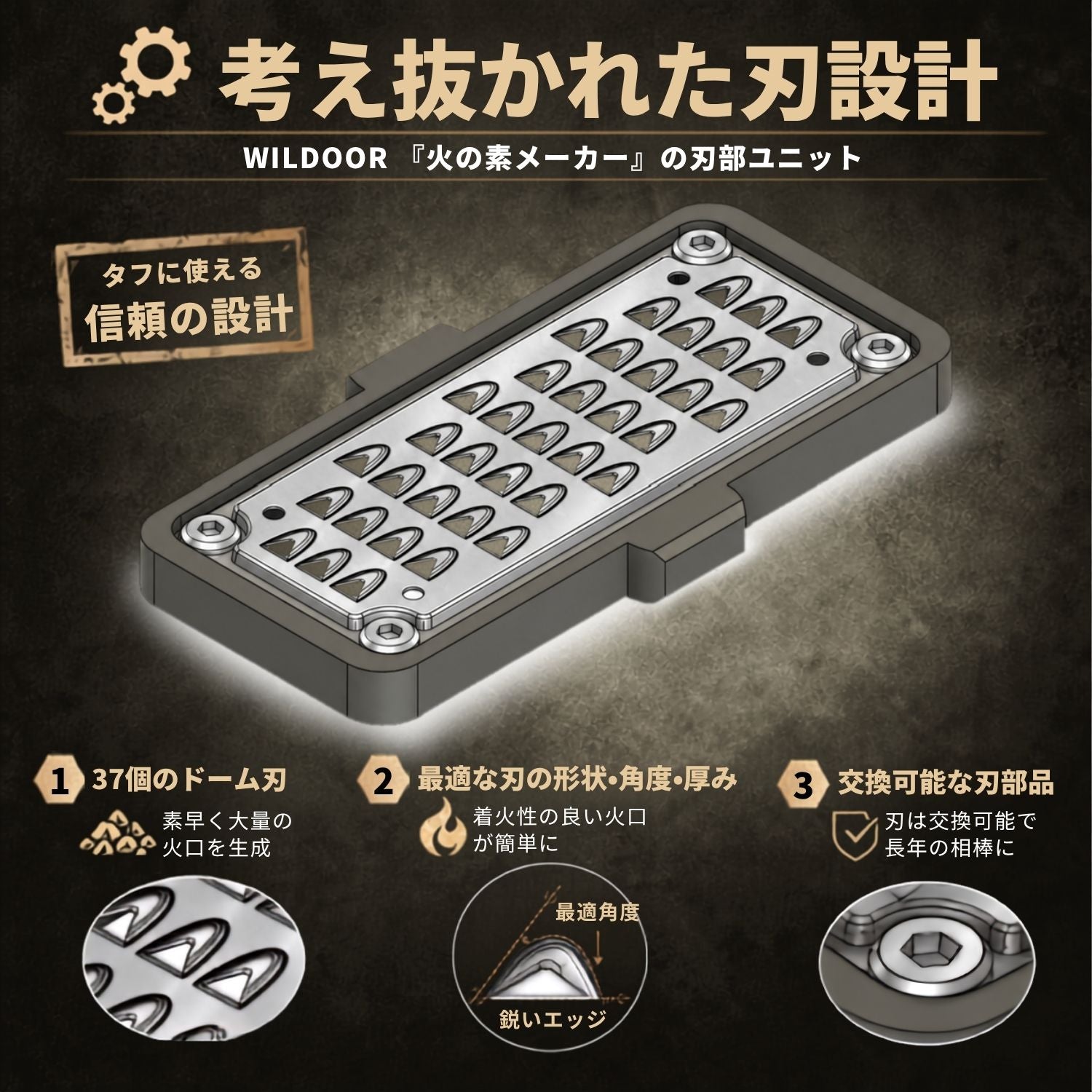 火の素メーカー(本体) おろし器のように枝や薪から火口(ほくち)が簡単